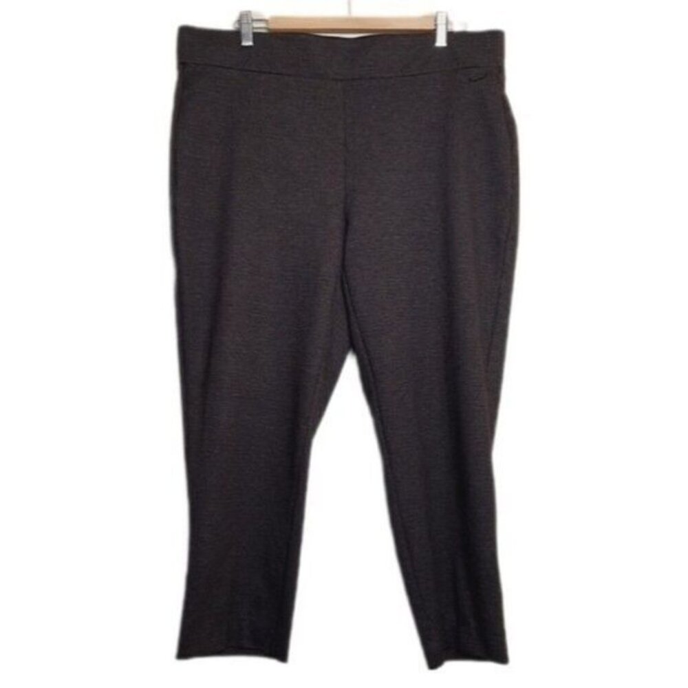 LAURA Pull-on Dress Crop Pants Subtle Check Pattern PLUS Sz 16